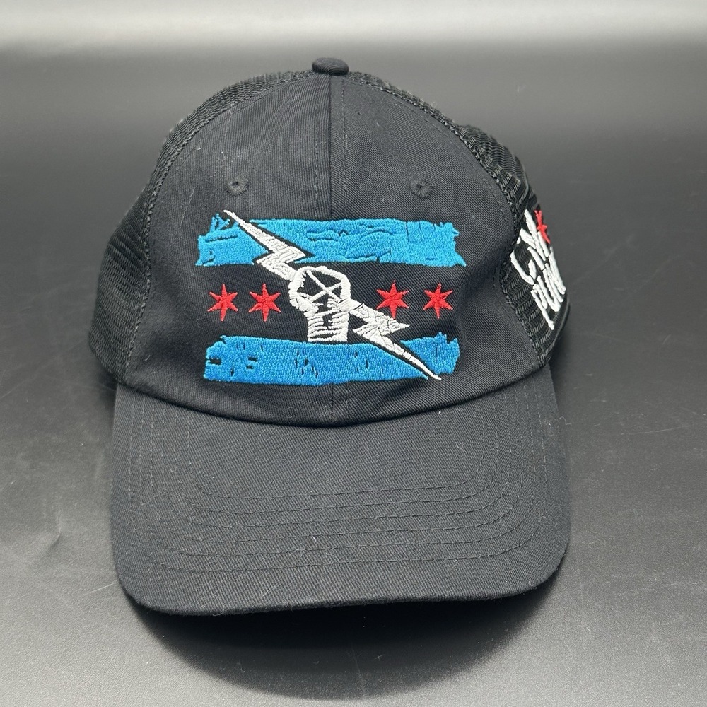 WWE CM Punk Chicago Flag Trucker Hat Black Snapback Baseball Cap Authentic